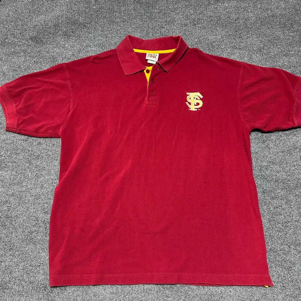 Red Oak Florida State Seminoles Mens Large Red Polo Shirt NCAA FSU Pique Cotton
